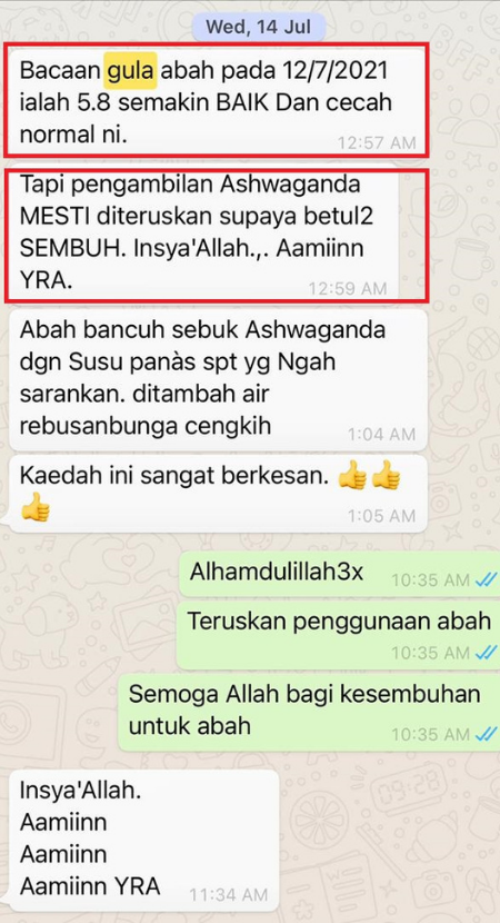 Disclaimer: Testimoni di atas adalah dari pengguna produk kami yang sebenar. Namun hasil mungkin berbeza mengikut keadaan dan kesihatan pengguna.